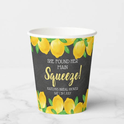 Sie fand ihr Haupt Squeeze Lemon Brautparty Pappbecher (Rückseite)