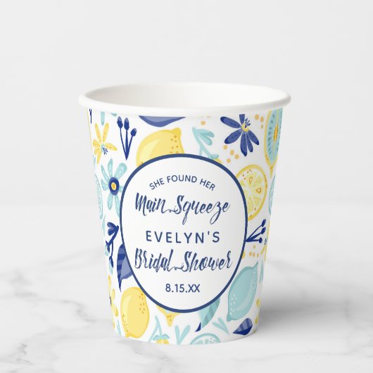 Sie fand ihr Haupt Squeeze Lemon Brautparty Pappbecher (Vorderseite)