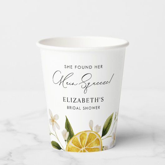 Sie fand ihr Haupt Squeeze Lemon Brautparty Pappbecher (Rückseite)