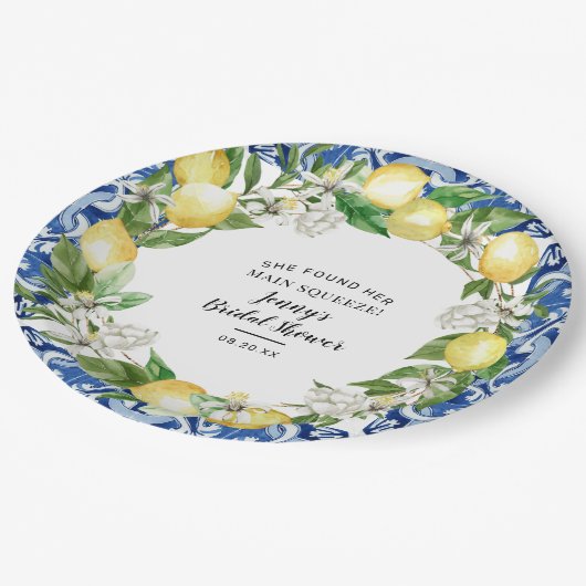 Sie fand ihr Haupt Squeeze Lemon Brautparty Pappteller (Schrägansicht)