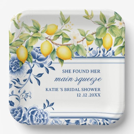 Sie fand ihr Haupt Squeeze Lemon Brautparty Pappteller (Vorderseite)