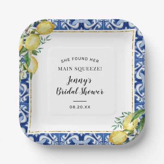 Sie fand ihr Haupt Squeeze Lemon Brautparty Pappteller (Vorderseite)