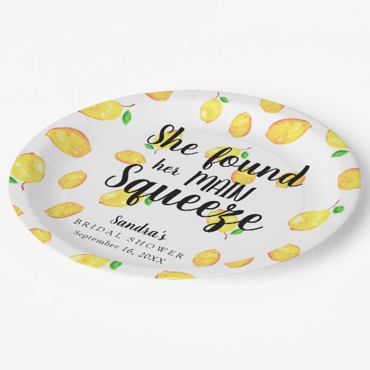 Sie fand ihr Haupt Squeeze Lemon Brautparty Pappteller (Schrägansicht)