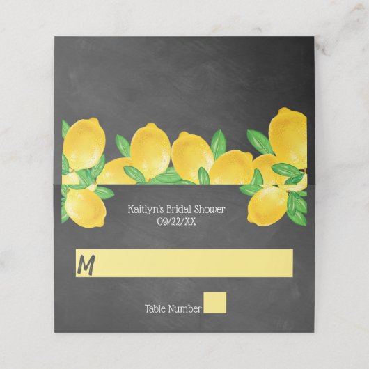 Sie fand ihr Haupt Squeeze Lemon Brautparty Platzkarte (Außenseite Aufgefaltet)