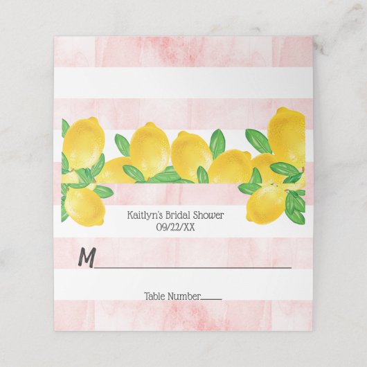 Sie fand ihr Haupt Squeeze Lemon Brautparty Platzkarte (Außenseite Aufgefaltet)