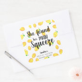 Sie fand ihr Haupt Squeeze Lemon Brautparty Quadratischer Aufkleber (Umschlag)