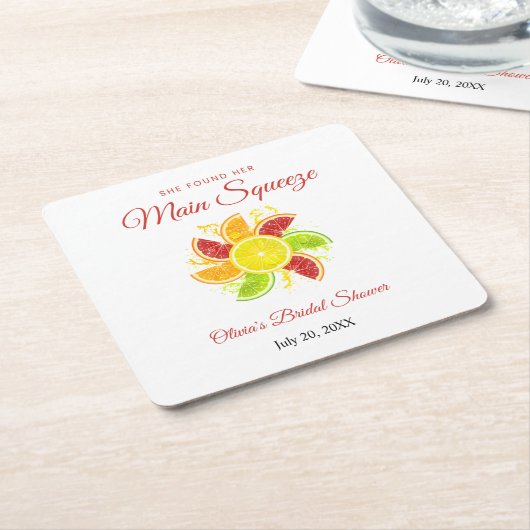 Sie fand ihr Haupt Squeeze Lemon Brautparty Rechteckiger Pappuntersetzer (angewinkelt)