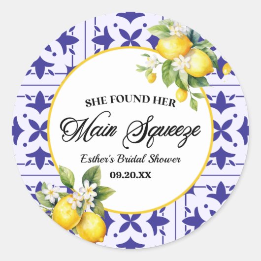 Sie fand ihr Haupt Squeeze Lemon Brautparty Runder Aufkleber (Vorderseite)