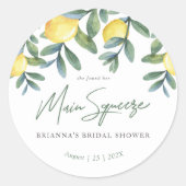 Sie fand ihr Haupt Squeeze Lemon Brautparty Runder Aufkleber (Vorderseite)