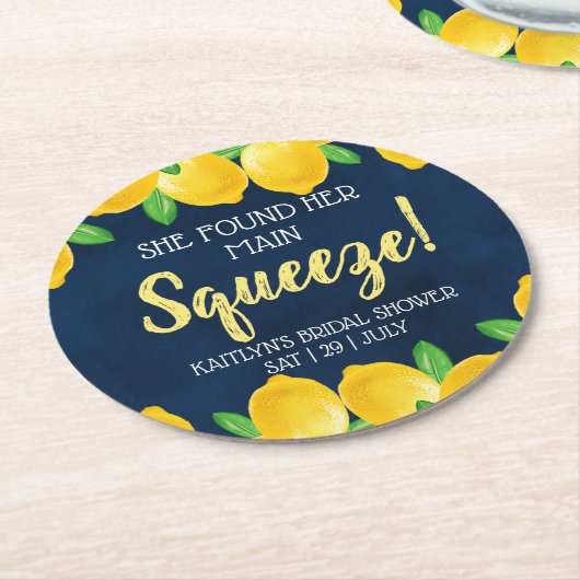 Sie fand ihr Haupt Squeeze Lemon Brautparty Runder Pappuntersetzer (Angewinkelt)