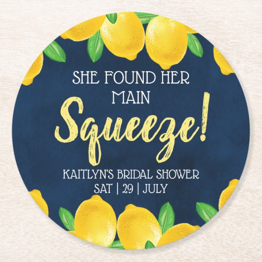Sie fand ihr Haupt Squeeze Lemon Brautparty Runder Pappuntersetzer (Vorderseite)