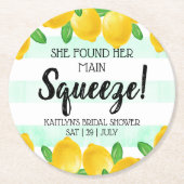 Sie fand ihr Haupt Squeeze Lemon Brautparty Runder Pappuntersetzer (Vorderseite)