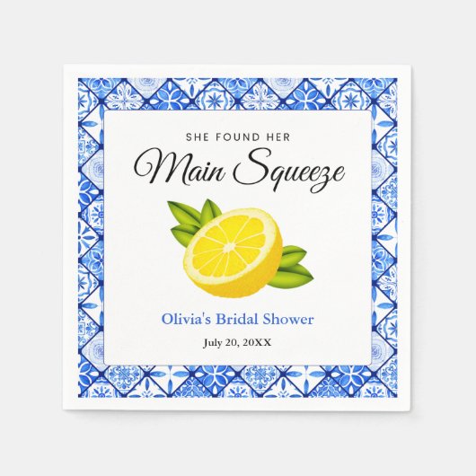 Sie fand ihr Haupt Squeeze Lemon Brautparty Serviette (Vorderseite)