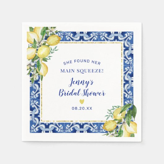 Sie fand ihr Haupt Squeeze Lemon Brautparty Serviette (Vorderseite)