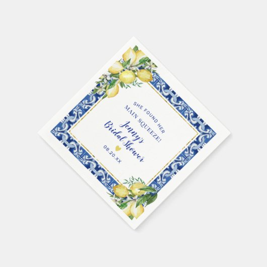 Sie fand ihr Haupt Squeeze Lemon Brautparty Serviette (Ecke)