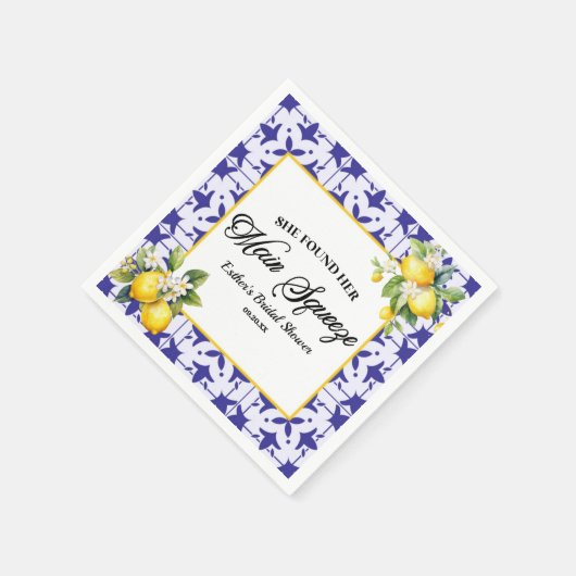 Sie fand ihr Haupt Squeeze Lemon Brautparty Serviette (Ecke)