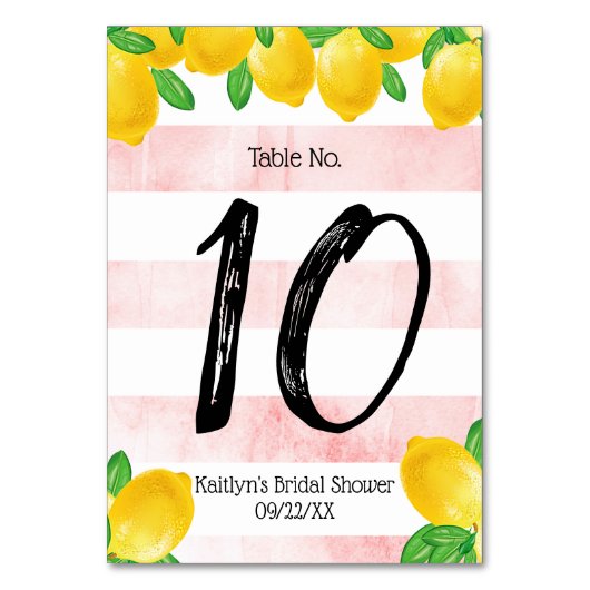 Sie fand ihr Haupt Squeeze Lemon Brautparty Tischnummer (Vorderseite)