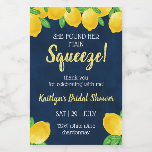 Sie fand ihr Haupt Squeeze Lemon Brautparty Weinetikett (Einzelnes Label)