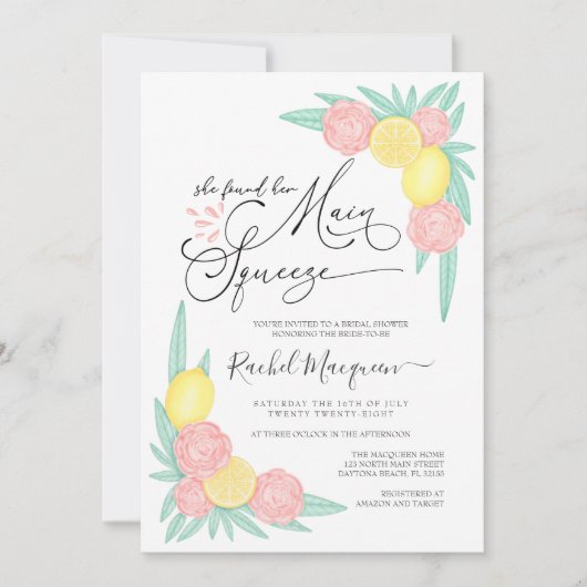 Sie fand ihr Haupt-Squeeze-Lemons-Brautparty Einladung (Vorderseite)