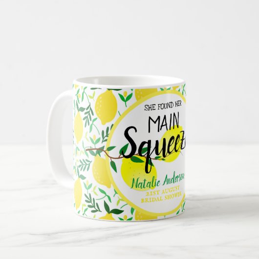 Sie fand ihr Haupt-Squeeze-Lemons-Brautparty Kaffeetasse (Vorderseite Links)