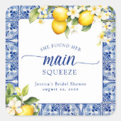 Sie fand ihr Haupt-Squeeze-Lemons-Brautparty Quadratischer Aufkleber (Vorderseite)