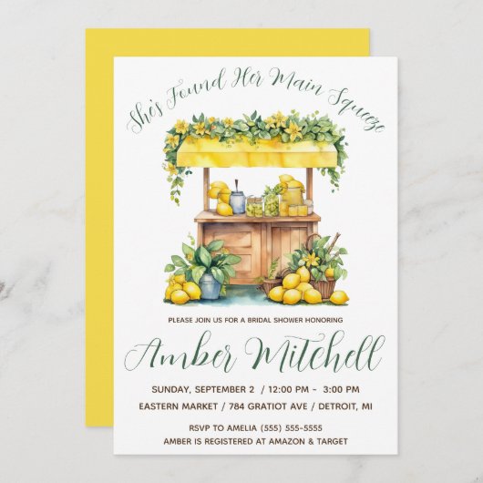 Sie fand ihr Haupt-Squeeze, Limonade-Brautparty Einladung (Vorne/Hinten)