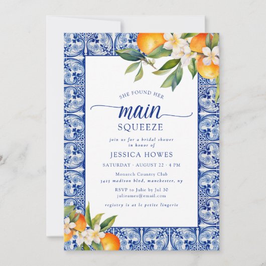 Sie fand ihr Haupt-Squeeze-Orangen-Brautparty Einladung (Vorderseite)