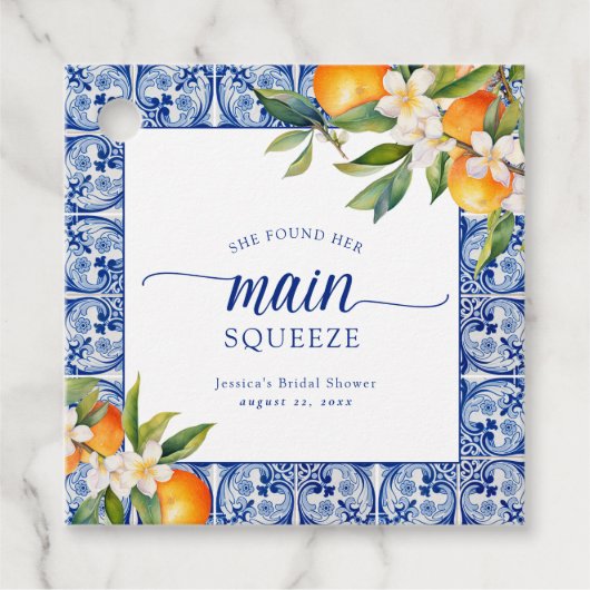 Sie fand ihr Haupt-Squeeze-Orangen-Brautparty Geschenkanhänger (Vorderseite)