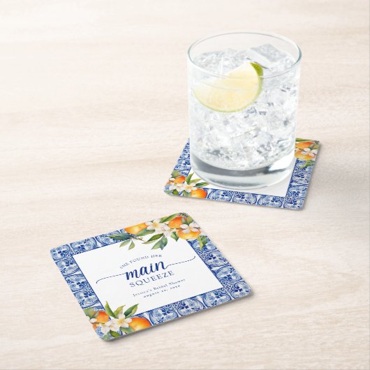 Sie fand ihr Haupt-Squeeze-Orangen-Brautparty Rechteckiger Pappuntersetzer (Vor Ort)