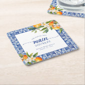 Sie fand ihr Haupt-Squeeze-Orangen-Brautparty Rechteckiger Pappuntersetzer (angewinkelt)