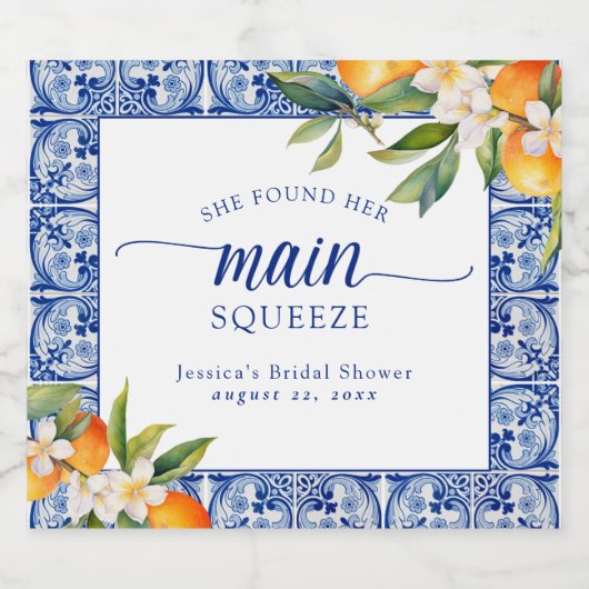 Sie fand ihr Haupt-Squeeze-Orangen-Brautparty Schaumweinetikett (Einzelnes Label)