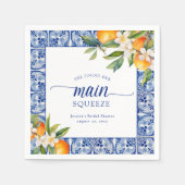 Sie fand ihr Haupt-Squeeze-Orangen-Brautparty Serviette (Vorderseite)