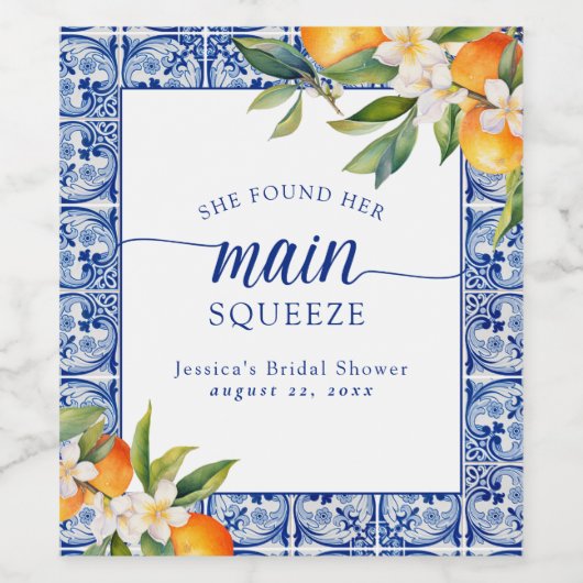 Sie fand ihr Haupt-Squeeze-Orangen-Brautparty Weinetikett (Einzelnes Label)