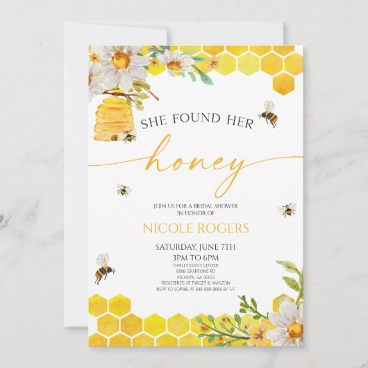 Sie fand ihr Honey Bee Beehive Brautparty Einladung (Vorderseite)