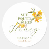 Sie fand ihr Honey Bee Floral Brautparty Runder Aufkleber (Vorderseite)