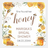 Sie fand ihr Honey-Brautparty Quadratischer Aufkleber (Vorderseite)