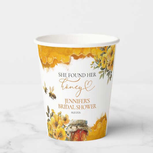 Sie fand ihr Honig | Brautparty Pappbecher (Rückseite)