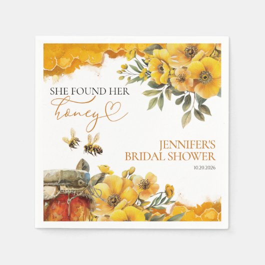 Sie fand ihr Honig | Brautparty Serviette (Vorderseite)