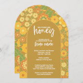 Sie fand ihr Honig - Retro-Blume-Brautparty Einladung (Vorne/Hinten)