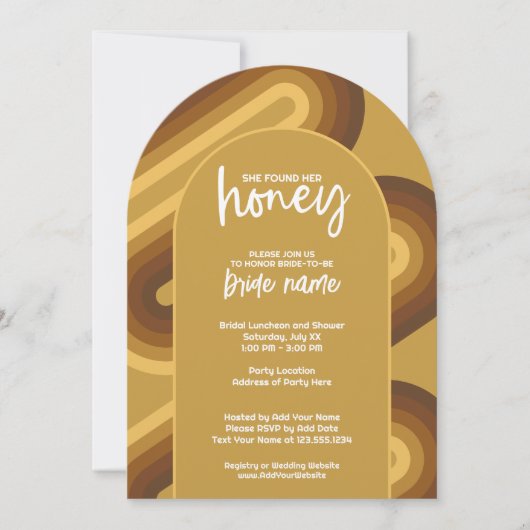 Sie fand ihr Honig - Retro Stripes Brautparty Einladung (Vorderseite)