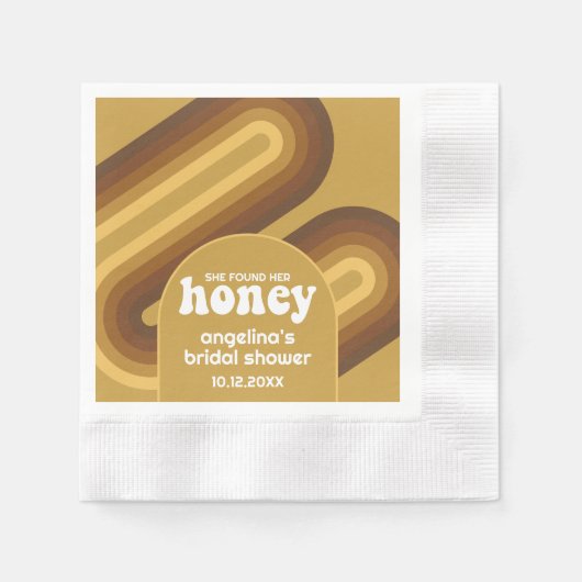 Sie fand ihr Honig - Retro Stripes Brautparty Serviette (Vorderseite)