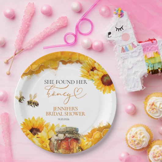 Sie fand ihr Honig | Sonnenblumen-Brautparty Pappteller (Party)