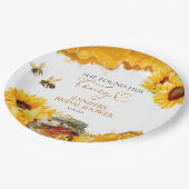 Sie fand ihr Honig | Sonnenblumen-Brautparty Pappteller (Schrägansicht)
