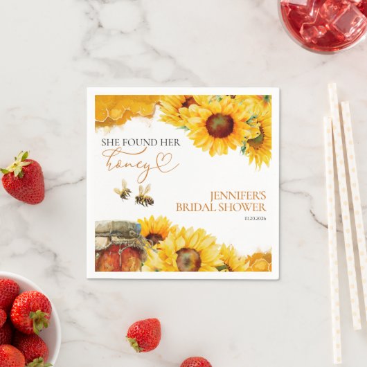 Sie fand ihr Honig | Sonnenblumen-Brautparty Serviette (Beispiel)