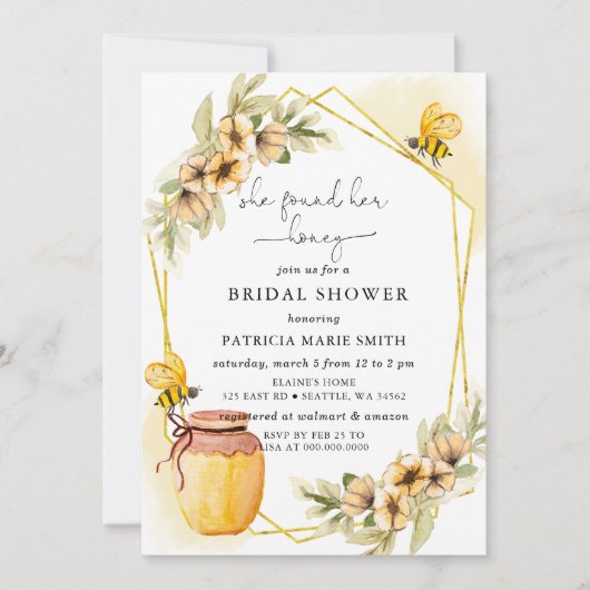Sie fand ihr Honigblütenbienen-Brautparty Einladung (Vorderseite)