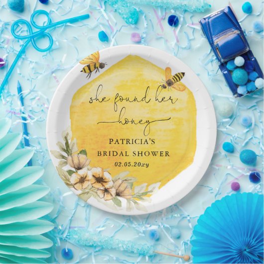 Sie fand ihr Honigblütenbienen-Brautparty Pappteller (Party)