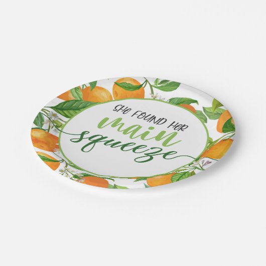 Sie fand ihr Orangenhaut-Brautparty Pappteller (Schrägansicht)