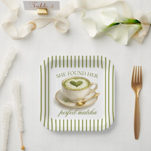 Sie fand ihr perfektes Matcha-Brautabschiedsparty Pappteller (Hochzeit)
