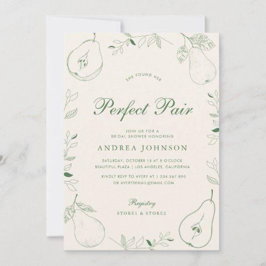 Sie fand ihr perfektes Pair-Birne-Brautparty Einladung (Vorderseite)