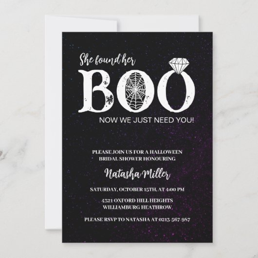 Sie fand ihr schwarzes Halloween-Brautparty Einladung (Vorderseite)